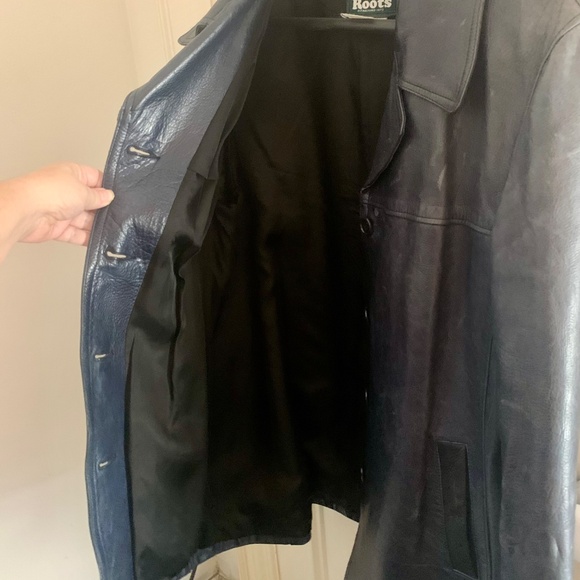 Roots vintage leather jacket blue/gray large made in Canada - Picture 2 of 5